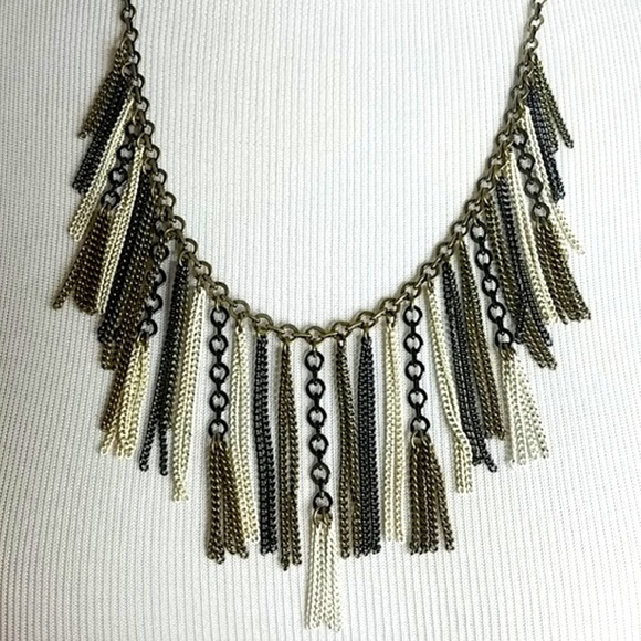 Silpada Gorgeous Vintage 925 Sterling Silver Brass & Hematite Fringe Necklace - Picture 2 of 6